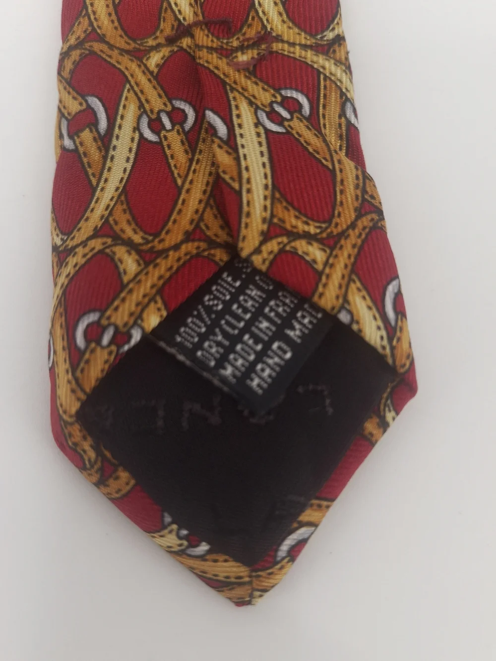 ✨Lancel Paris Vintage Red Silk Equestrian Strap Necktie - Hand Made in France✨